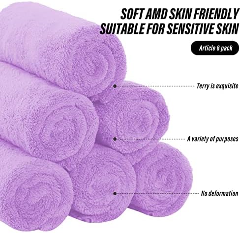 MOONQUEEN 6 Pack Premium Hand Towels - Quick Drying - Microfiber Coral Velvet Highly Absorbent Towels - Multipurpose Use as Hotel, Bathroom, Shower, Spa, Hand Towel 16 x 28 inches (Purple) - Image 7