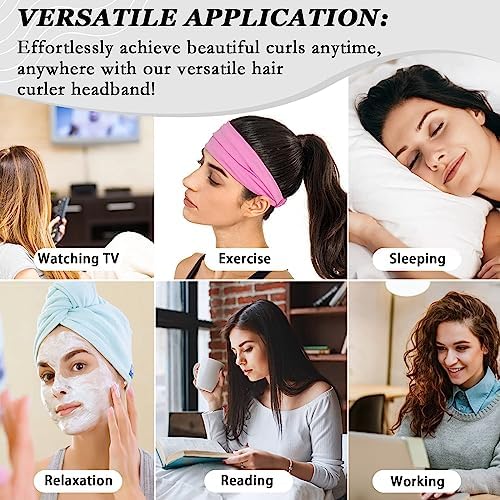 ZILAMPU Heatless Curls Overnight Long Hair 70" Curling Headband - Black - Image 6