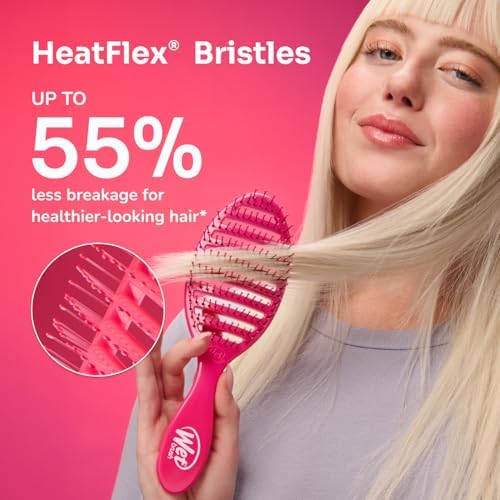 Wet Brush Speed Dry Hair Brush, Blow Dry Safe Bristles & Vented Design For Faster Drying Time, Ergonomic Handle, Reduces Breakage & Detangles All Hair Types, Limited Edition Prismatic Glow Green - Image 5