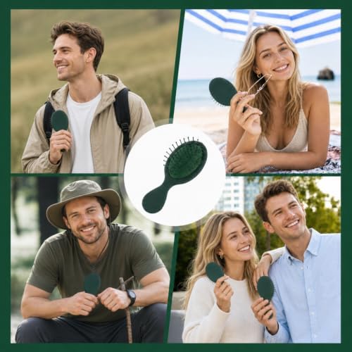 Mini Hair Bursh for Kids Women and Men, Protable Travel Size Hair Brush for Pockets Purse backpack, Mini Detangler Brush for All Hair Types, Small Hair Brush for Detangling(Green) - Image 7