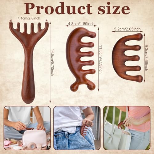 ProSuites 3 Pcs Wooden Head Scalp Massager Comb, Head Massage Tool for Relaxation Hair Gua Sha Comb for Mother,Gaughter,Wife - Image 3