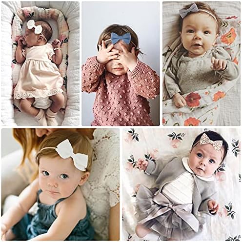 BQUBO Baby Girl Headbands with Bows Nylon Hairbands Handmade Hair Accessories for Newborn Infant Toddlers 10 Pack - Image 4