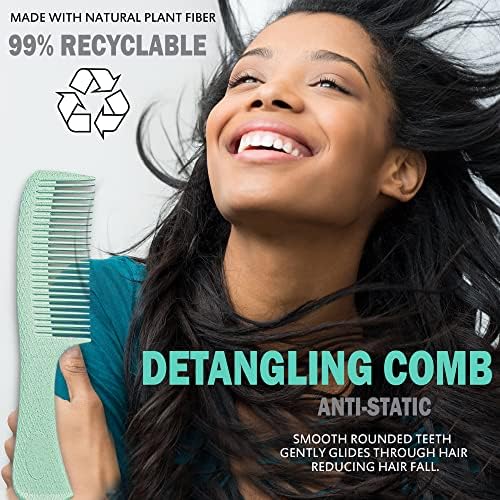Fiora Naturals Hair Brush Set for Women, Detangler, Round Brush and Comb - Image 4