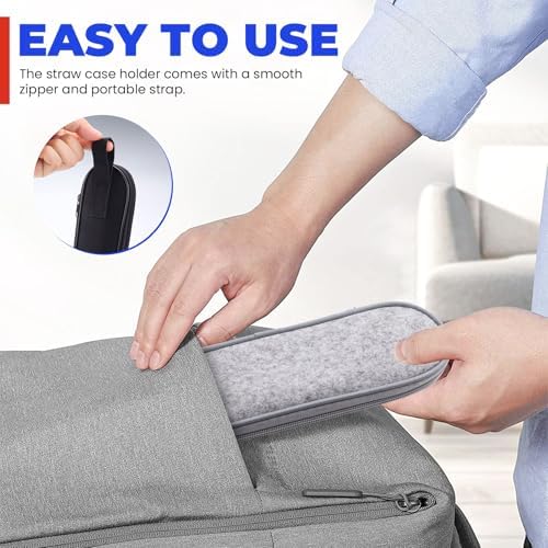 2 Pack Utensil Travel Case Carrying Bag, Felt Cutlery Utensil Pouch Zipper Flatware Holder Portable Silverware Storage Sleeve for Chopsticks Straw Spoon Knife Fork - Image 5