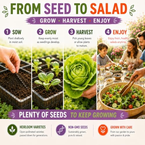 NatureZ Edge Lettuce Seeds for Planting, 4 Popular Varieties Non-GMO Heirloom Seeds, Red Romaine, Bibb Butter, Black Seeded Simpson, Green Ice Lettuce, Romaine, Salad Lettuce, Hydroponic Garden, USA - Image 3