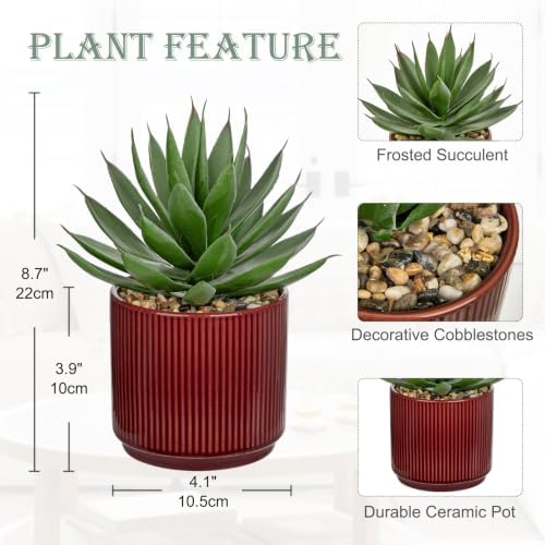 Briful Artificial Agave Succulent Plant in Ceramic Pot, Fake Plants Indoor - Image 4