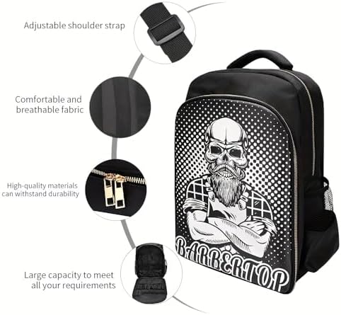 Barber Travel Bag Backpack BAEBERPLAN Large Organizer for Barbers Clippers and Supplies Portable Hairstylist Clipper Hairdresser Bag Backpack (White) - Image 4