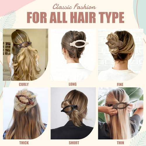 Flat Hair Clips for Women - 6 PCS French Flat Claw Clips Medium Hair Clips for Girls Large Hair Claw Clips for Thick or Thin Hair Strong Hold No Slip Hair Accessories for women (Transparent) - Image 4