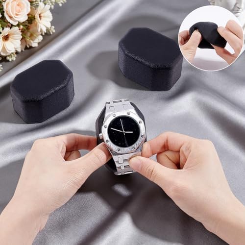 PH PandaHall 4pcs Watch Pillows, Black Watch Display Cushion Watch Winder Pillow Bracelet Organizer Bangle Jewellery Holder for Watch Box Retail Stores Exhibition Display Storage, 2.7"x1.9"x1.7" - Image 3