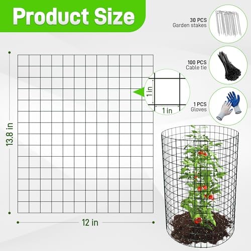 8 Pack 13.8x12 inch Plant Protector, Wire Garden Cages with Stakes & Ties - Image 2