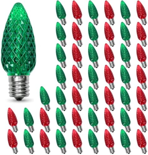 C9 LED Christmas Lights Outdoor Replacement Bulbs Red/Green by AustinCoast
