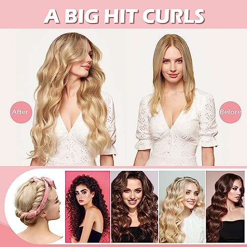 Heatless Curls Overnight Headband, 70'' No Heat Hair Curlers for Medium Long Hair, Purple - Image 3