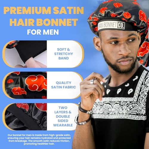 Men’s Non Slip Satin Bonnet – Silk Sleep Cap for Curly Hair, Locs, Braids & Waves with Adjustable Tie Band - Image 2