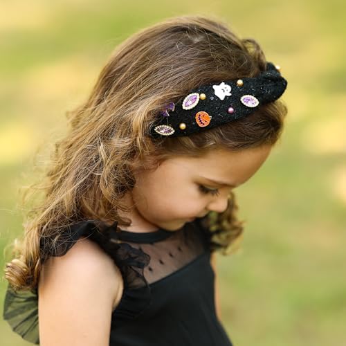 FROG SAC Knot Headband for Girls, Knotted Headbands for Toddler Kids, Rainbow Beaded Unicorn Hair Accessories, Halloween Christmas Stocking Easter Basket Stuffers (Black) - Image 5