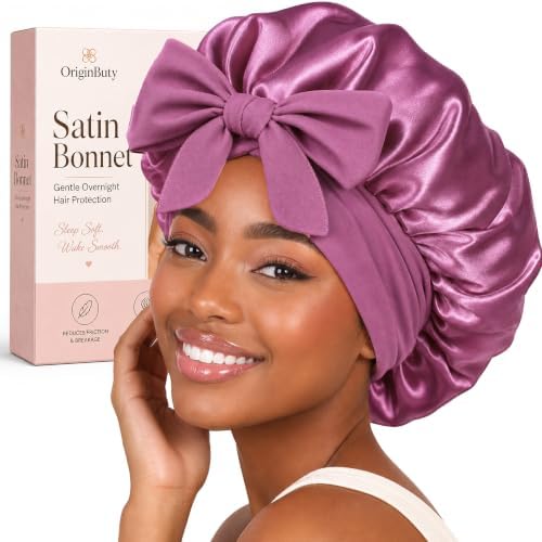 Silk Satin Hair Bonnet for Sleeping Women with Adjustable Tie by Originbuty