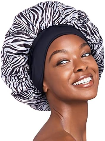 Red by Kiss Reversible Silky Satin Hair Cap Hair Bonnet with Wide Edge Double Wear Cap, X-Large (Zebra) by REDbyKISS