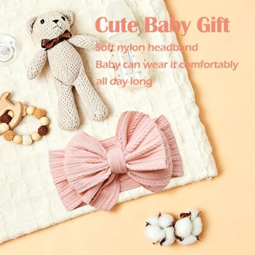Baby Bows Headbands Soft Nylon Handmade Hair Accessories for Newborn Infant Toddler Kids (6 Mixed Pink, Large) - Image 4