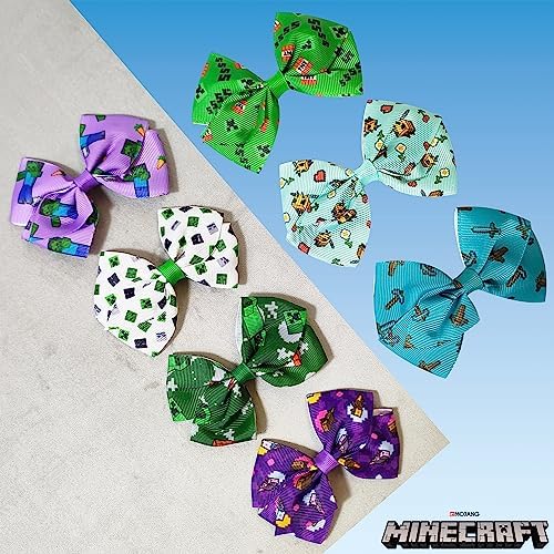 LUV HER Minecraft Kids Hair Bows - 7 Pcs 4 Inch Bundle - Hair Accessories Gift Set - Hair Bows for Kids - Multicolor Hair Clip with Alligator Clip - Ages 3 + - Image 5