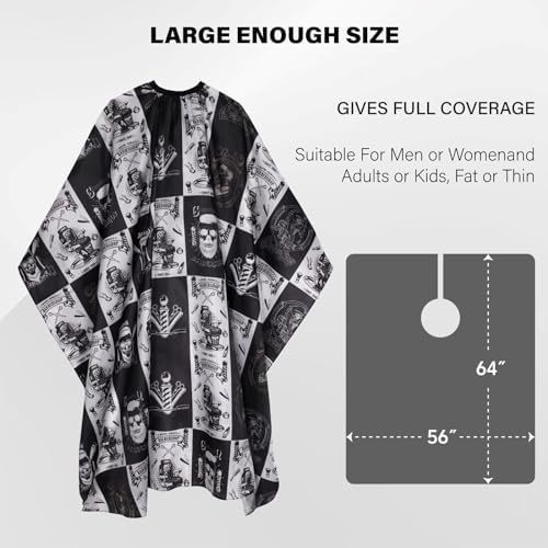 Waterproof Barber Cape with Adjustable Snap Closure - 64"x56" Professional Hair Cutting Cape for Stylists (Black) - Image 2
