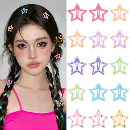 VIBILIA Star Hair Clips Y2K Metal Hair Accessories-15 PCS 1.18"，Glitter by VIBILIA