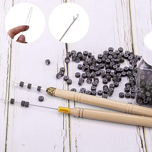 Duufin Hair Extension Kit 500 Pcs Dark Brown Hair Extension Beads With Tool - Image 4