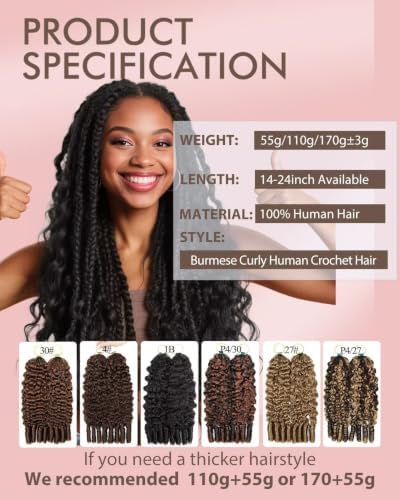 20 Inch Human Crochet Hair for Black Women, Feather Human Hair Extensions 170g 120 Strands, Miracle Look Hair Bundles, Soft Lightweight Small Knots Burmese Curly Texture for Protective Styles - Image 5