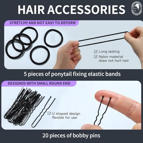 Teenitor Hair Bun Maker Set - 7 Hair Donut for Buns (1 Extra-Large, 2 Large, 2 Medium, 2 Small), 5 Elastic Bands, 20 Hair Pins, Cream White Color - Image 6
