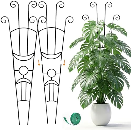Monstera Plant Support - 32.6 Inch Tall Trellis with 2 Pack Plant Stakes for Your Large Climbing Monstera Deliciosa | Indoor Plant Climbing Frame for Potted Growth by LLCJYYCY