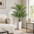 Garvee Artificial Palm Tree, 4.5FT Tall Faux Tropical Areca Plants with White Tall Planter, Fake Potted Tree with Lifelike Leaves, Indoor & Outdoor Plant for Living Room Bedroom Home Office Decor by Garvee