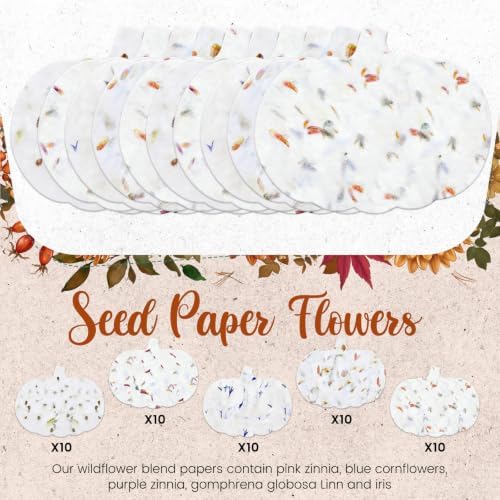 Dunzoom 50 Pcs Plantable Seed Paper Tags Wildflower,Pumpkin Shape - Image 3