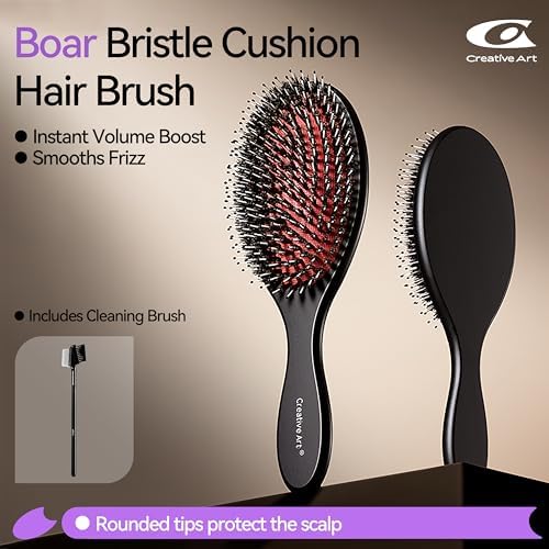 Hair Brush for Men, Wooden Boar Bristle Hairbrush for Detangling & Styling - Image 4