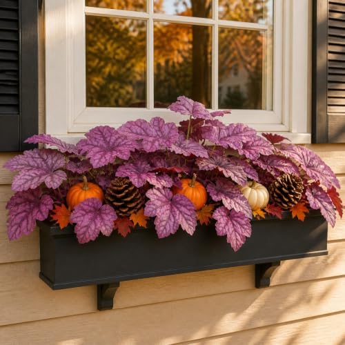 Artificial Fall Plants Fake Heuchera Greenery for Outdoor Porch Planters - Image 3