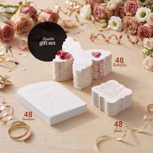 48 Favor Set, Rose Red Butterfly Gift Wrap Tags with Wildflower Seeds - Image 3