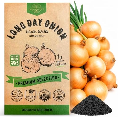 Onion Walla Walla Seeds Pack 1G - Over 275 Non-GMO Heirloom Onion Seeds for Planting Vegetables in Individual Seed Packet, Vegetable Seeds for Planting Home Garden Indoor & Outdoor Gardening by OrganoRepublic