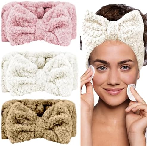 LAPOHI 3 Pack Microfiber Bowtie Headbands for Washing Face, Makeup, Yoga & Sports - Women & Girls by LAPOHI