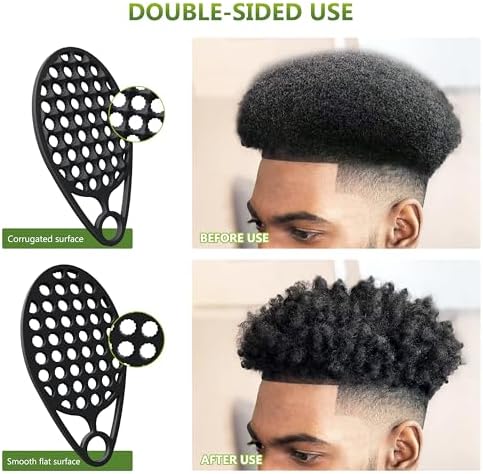 KOUPA Silicone Afro Twist Brush with Pick Comb for Coily Hair Curls, Black - Image 4