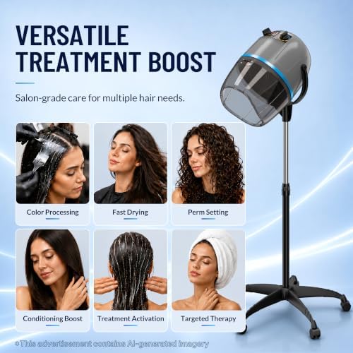 ZENY Professional Stand Up Hair Dryer, 1300W Bonnet Dryer Adjustable Height - Image 2