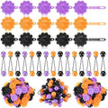 Jutom 72 Pcs Hair Clips and Ball Ties Set for Girls, Self Hinge Hair Barrettes, Bubble Hair Accessories, 80s 90s Bow Flower Hair Tie, Plastic Hair Clips for Baby Girls Toddlers (Orange, Black, Clear) by Jutom