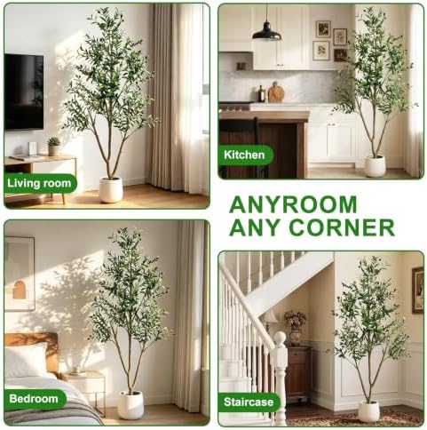 6FT Artificial Olive Tree with Lights & Planter, Realistic Faux Olive Plant - Image 5
