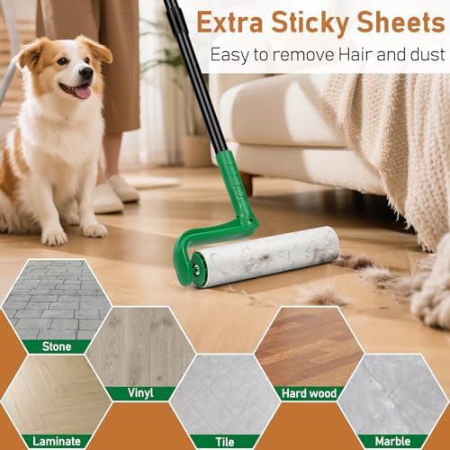 10" Large Lint Roller for Floor Carpet Pet Hair Extra Sticky with 4 Refills - Image 3