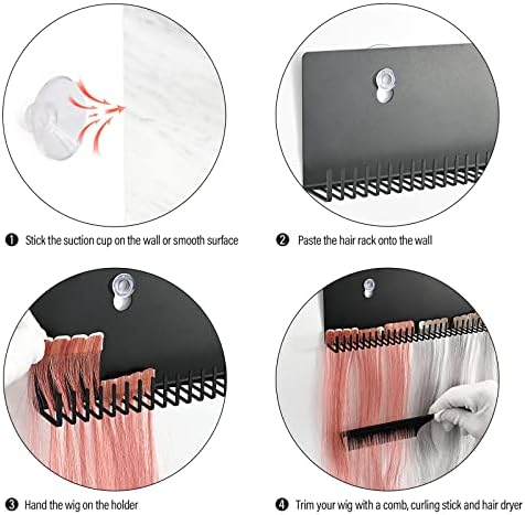 EHDIS Hair Extension Holder and Hanger/Display Professional Hair Styling Tool for Washing, Coloring and Blow-Drying of Weft, Clip-In, Tape-In Extensions- Black - Image 5