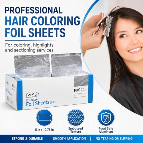 ForPro Professional Embossed Pop-Up Hair Foil Sheets for Salon Hair Color & Highlights, Pre-Cut Aluminum Foils, Non-Slip Embossed Texture, 5" W x 10.75" L, 1000 Count - Image 2