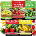 Sweet Pepper Seeds for Planting, Sweet Banana Pepper Seeds, Pepperoncini, Sweet Cherry Pepper Seeds, California Wonder Bell Pepper, and Anaheim, Heirloom Pepper Seed Assortment, Non-GMO by NatureZEdge