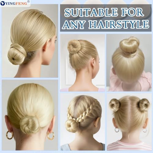 YINGFENG 134 Pcs Beige Hair Bun Maker Kit for Kids Small - 4 Hair Donuts for Buns, 20 Hair Nets for Buns, 100 U Shaped Bobby Pins, 10 Hair Bands, for Girls, Ballet Dance, Hair Accessories for Women - Image 2