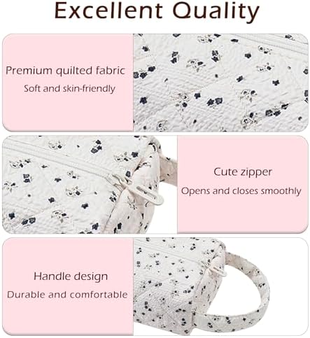 RSRSLEII Quilted Hair Tools Travel Bag, Portable&Foldable, Dark Blue Flower - Image 4