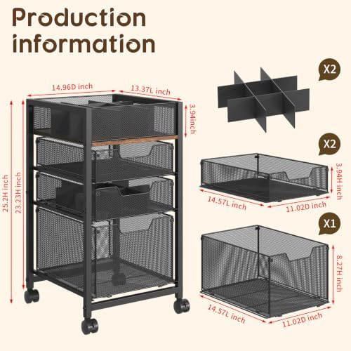 4-Tier Rolling Makeup Cart Organizer with 3 Drawers, Cosmetics Display with 2 Dividers, Floor Skincare Storage with Wheels, Versatile Vanity Organizer for Nail Polish Perfume Brush Hair Tool, Black - Image 7