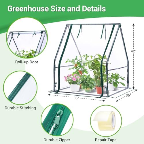 Mini Greenhouse for Indoor Outdoor: Ohuhu Portable Green House with Waterproof Pad for Small Plants Nursery Germination, 36"x36"x42" Light Duty Cover Tent Humidity Dome Seedling Accessory - Image 3