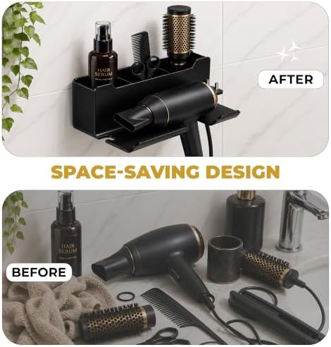 Hair Dryer Holder Wall Mounted, Blow Dryer Holder, Hair Tool Organizer - Image 4