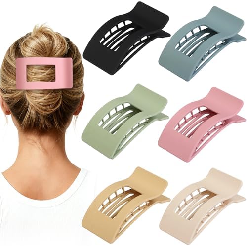 French Flat Hair Clips for Women 6pcs Hair Claw Clips for Thick or Thin Hair Matte Claw Clips for Girls Barrettes Non-Slip Strong Hold Hair Accessories for Women (Light Colorful) by Artchita