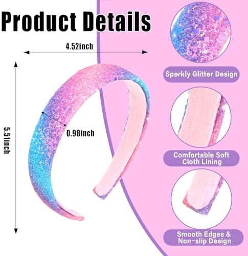 Headbands for Girls, 3 Pack Sparkly Glitter Toddler Girls Headbands - Image 2